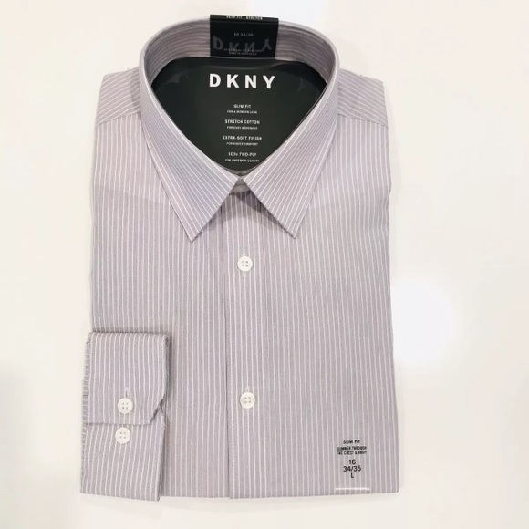 DKNY Men's Slim-Fit Stretch Stripe Dress Shirt - Picture 3 of 6